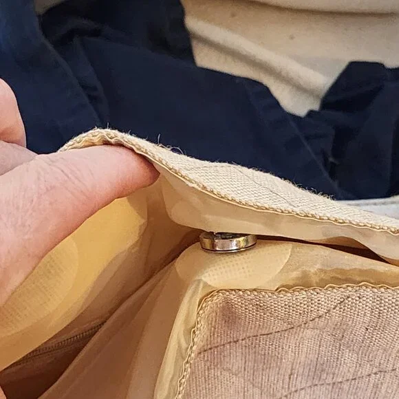 Ulta Beauty Linen Silver PVC Trimmed Poly Lined Quilted Snap Closure Tote Bag - Picture 11 of 16